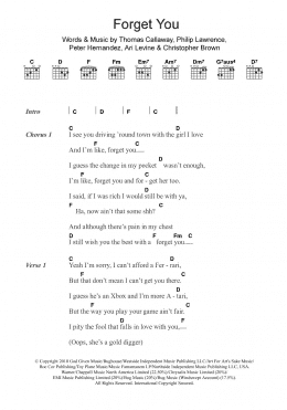 page one of Forget You (Guitar Chords/Lyrics)