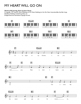 page one of My Heart Will Go On (Love Theme from Titanic) (Piano Chords/Lyrics)