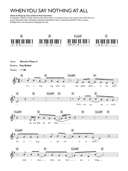 page one of When You Say Nothing At All (Piano Chords/Lyrics)