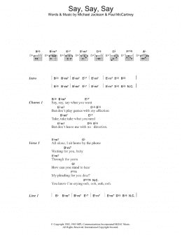 page one of Say Say Say (Guitar Chords/Lyrics)