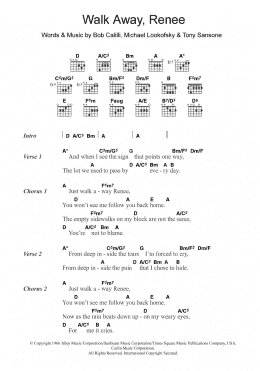 page one of Walk Away, Renee (Guitar Chords/Lyrics)