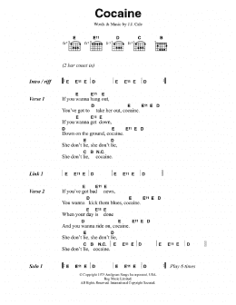 page one of Cocaine (Guitar Chords/Lyrics)