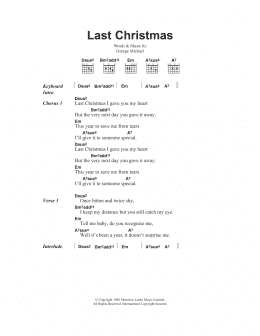 page one of Last Christmas (Guitar Chords/Lyrics)