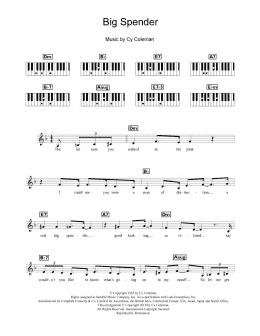 page one of Big Spender (from Sweet Charity) (Piano Chords/Lyrics)