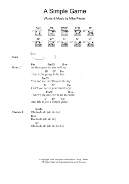 page one of A Simple Game (Guitar Chords/Lyrics)