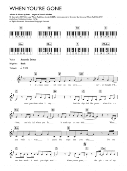 page one of When You're Gone (Piano Chords/Lyrics)