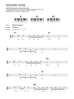 page one of Hound Dog (Piano Chords/Lyrics)