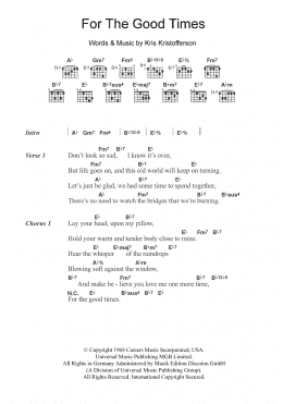 page one of For The Good Times (Guitar Chords/Lyrics)