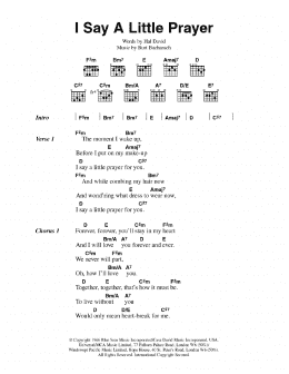 page one of I Say A Little Prayer (Guitar Chords/Lyrics)