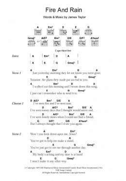 page one of Fire And Rain (Guitar Chords/Lyrics)