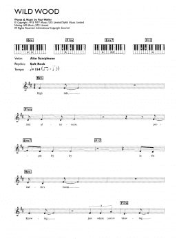 page one of Wild Wood (Piano Chords/Lyrics)