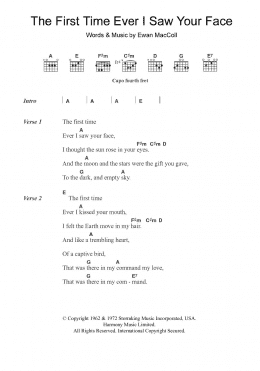 page one of The First Time Ever I Saw Your Face (Guitar Chords/Lyrics)