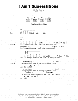 page one of I Ain't Superstitious (Guitar Chords/Lyrics)