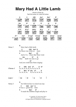 page one of Mary Had A Little Lamb (Guitar Chords/Lyrics)