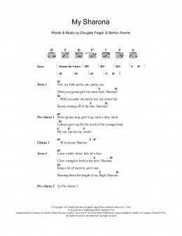 page one of My Sharona (Guitar Chords/Lyrics)