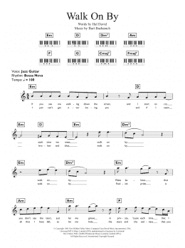 page one of Walk On By (Piano Chords/Lyrics)