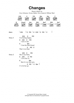 page one of Changes (Guitar Chords/Lyrics)