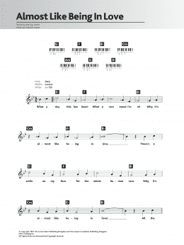 page one of Almost Like Being In Love (Piano Chords/Lyrics)