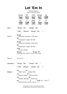 page one of Let 'Em In (Guitar Chords/Lyrics)