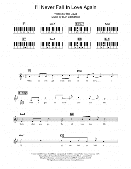 page one of I'll Never Fall In Love Again (Piano Chords/Lyrics)