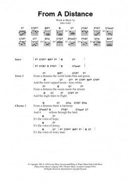 page one of From A Distance (Guitar Chords/Lyrics)