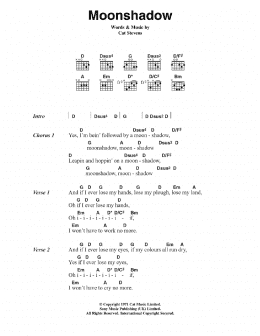 page one of Moonshadow (Guitar Chords/Lyrics)