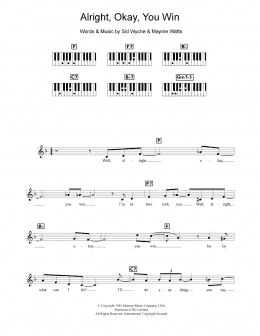 page one of Alright, Okay, You Win (Piano Chords/Lyrics)