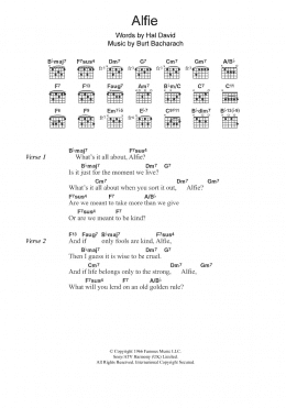 page one of Alfie (Guitar Chords/Lyrics)