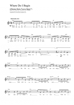 page one of Where Do I Begin (theme from Love Story) (Lead Sheet / Fake Book)