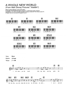 page one of A Whole New World (from Aladdin) (Piano Chords/Lyrics)