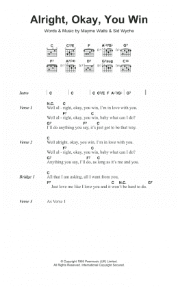 page one of Alright, Okay, You Win (Guitar Chords/Lyrics)