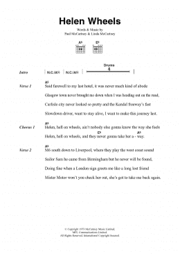 page one of Helen Wheels (Guitar Chords/Lyrics)