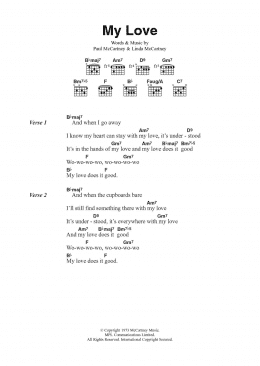 page one of My Love (Guitar Chords/Lyrics)