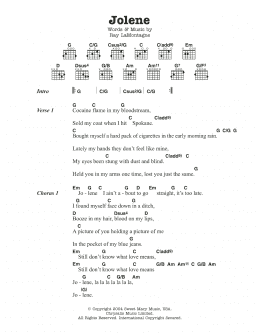 page one of Jolene (Guitar Chords/Lyrics)