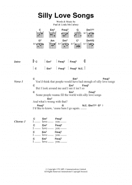 page one of Silly Love Songs (Guitar Chords/Lyrics)