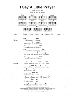 page one of I Say A Little Prayer (Piano Chords/Lyrics)