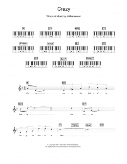 page one of Crazy (Piano Chords/Lyrics)