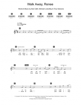 page one of Walk Away, Renee (Piano Chords/Lyrics)