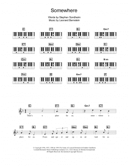 page one of Somewhere (from West Side Story) (Piano Chords/Lyrics)