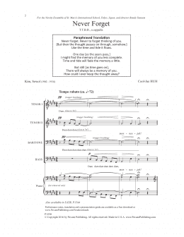 page one of Never Forget (TTBB Choir)