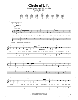 page one of Circle Of Life (from The Lion King) (Easy Guitar Tab)