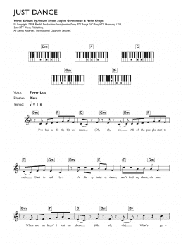 page one of Just Dance (Piano Chords/Lyrics)