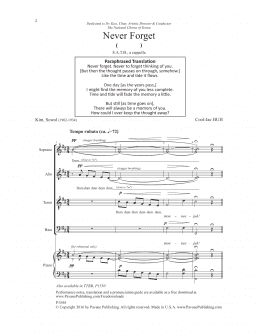 page one of Never Forget (SATB Choir)