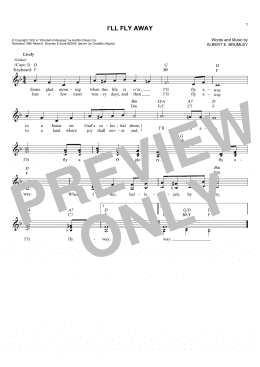 page one of I'll Fly Away (Lead Sheet / Fake Book)