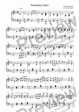 page one of "Amazing Grace" in "Gospel Piano" style