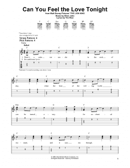 page one of Can You Feel The Love Tonight (from The Lion King) (Easy Guitar Tab)