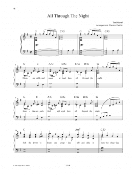 page one of All Through the Night (Piano Solo)