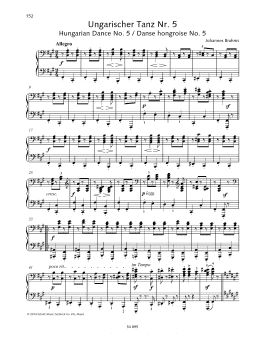 page one of Hungarian Dance No. 5 (Piano Duet)