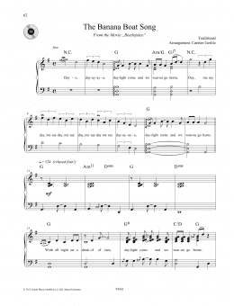 page one of The Banana Boat Song (Piano Solo)