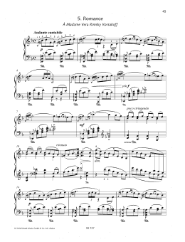 page one of Romance (Piano Solo)